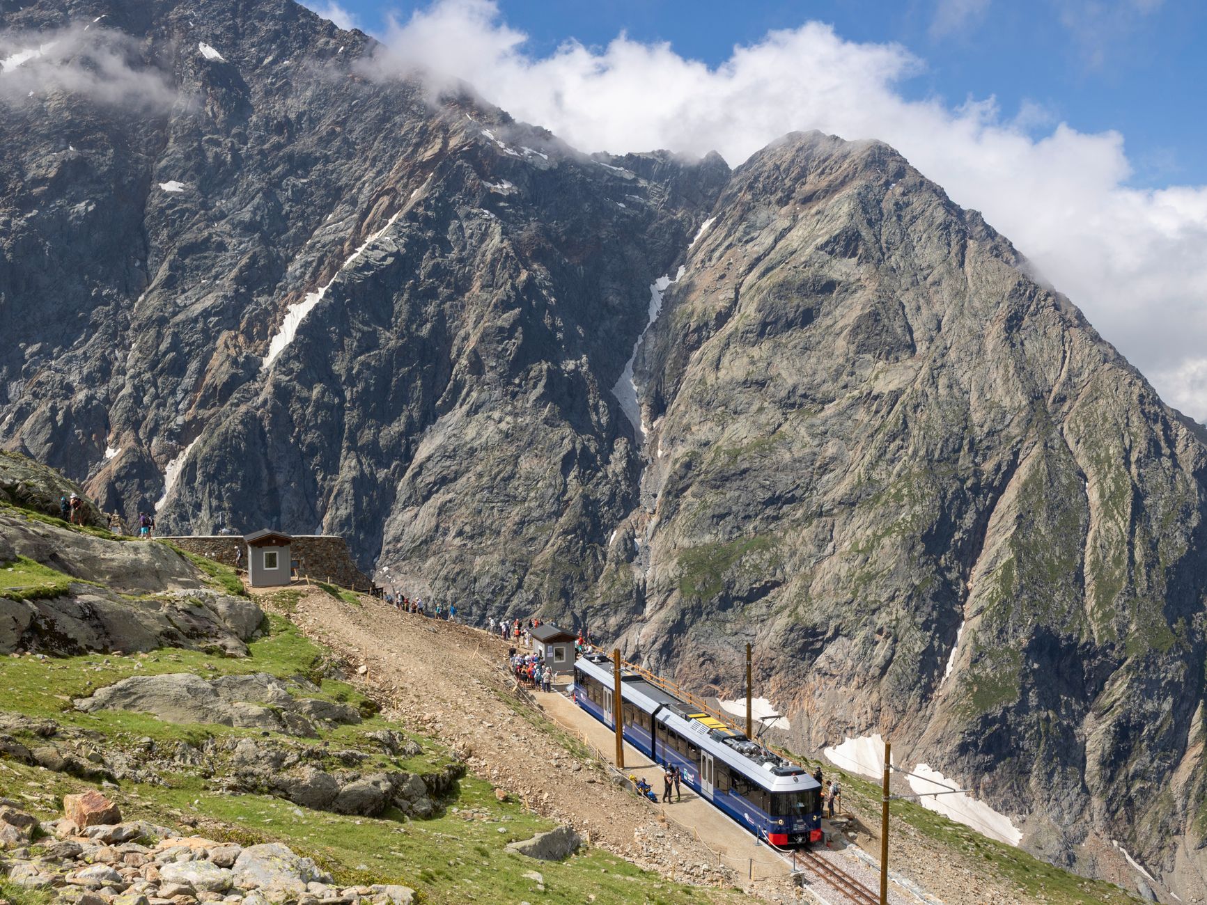 Scenic train route through Swiss Alps