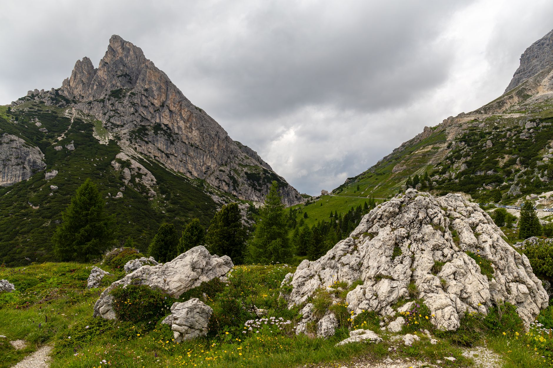 Dolomites mountain pass in Northern Italy